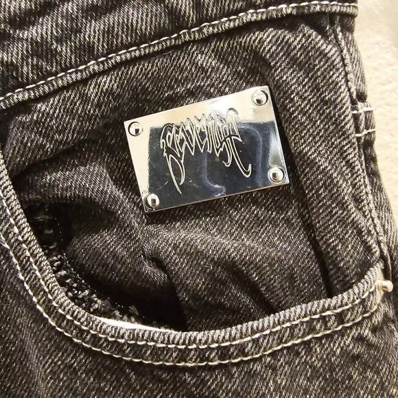 NWOT Revenge Skull Patch Black Jeans   Size 28 - Picture 8 of 11